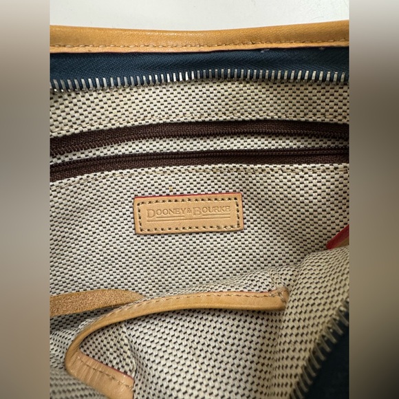 Dooney & Bourke Blue Coated Canvas Tassel Top Zip Small Hobo Shoulder Bag - Picture 7 of 7